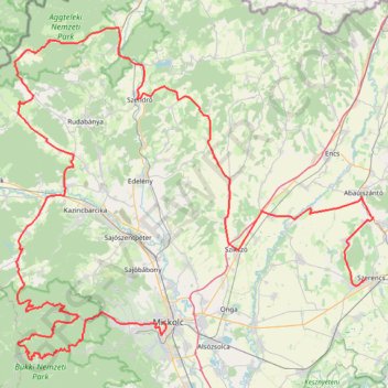 Trace GPS Szerencs - Miskolc, itinéraire, parcours