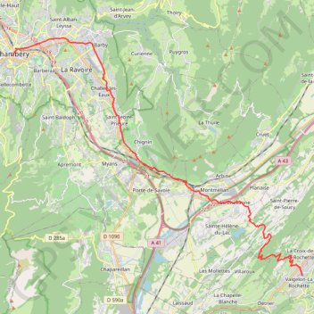 Trace GPS De La Rochette à Chambéry, itinéraire, parcours