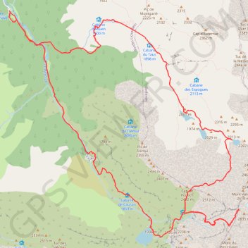 Trace GPS Mont Valier par la vallée du Ribérot, itinéraire, parcours