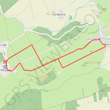 Trace GPS Croix de Pessade, itinéraire, parcours