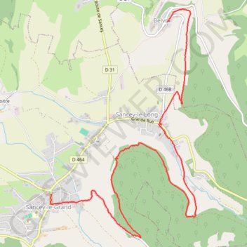 Trace GPS De Belvoir à Sancey-Le-Grand, itinéraire, parcours