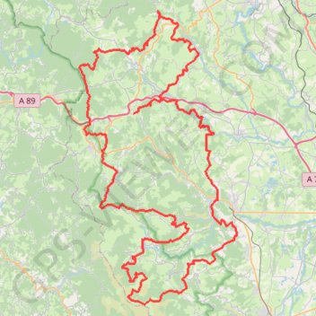Trace GPS Cornes d'Urfé CDTE Loire, itinéraire, parcours