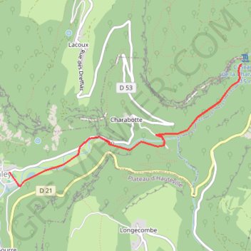 Trace GPS Cascade de Charabotte, itinéraire, parcours