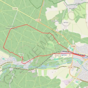 Trace GPS Dourdan carrefour Nemours, itinéraire, parcours