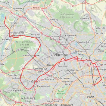Trace GPS Paris Gare du Nord - Cergy, itinéraire, parcours
