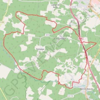 Trace GPS Vallées du Bartos et du Ciron - Beaulac Nord, itinéraire, parcours