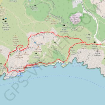 Trace GPS La Calanque de l'Escu et la Corniche du Pêcheur depuis le Col de Sormiou, itinéraire, parcours