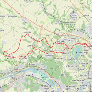 Trace GPS Cergy - Seraincourt - Tessancourt - Cergy, itinéraire, parcours