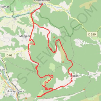 Trace GPS Châtillon en Diois, Miscon, Menglon (Drôme), itinéraire, parcours