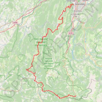 Trace GPS La Traversée du Vercors à VTT par les Chemins du Soleil (Grenoble - Lus), itinéraire, parcours