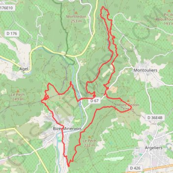 Trace GPS Bize-Minervois - l'église du trou, itinéraire, parcours