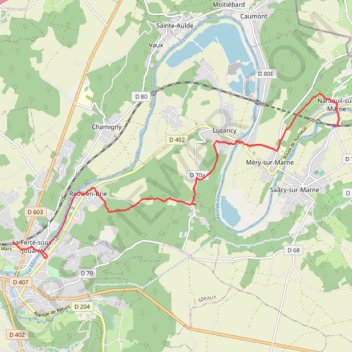 Trace GPS De la Ferté Sous Jouarre à Nanteuil sur Marne, itinéraire, parcours