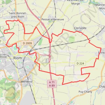 Trace GPS Entre Riom et Ennezat, itinéraire, parcours