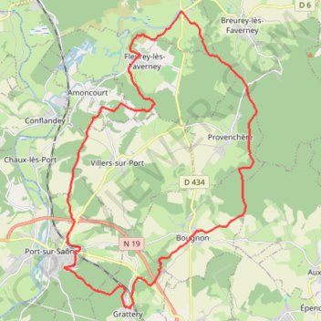 Trace GPS Port, Bougnon, Faverney, Villers, itinéraire, parcours