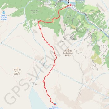 Trace GPS 17-07-02 Marche d'approche Cabane de la Panossière, itinéraire, parcours