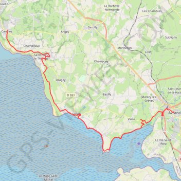 Trace GPS Les belvédères du Mont-Saint-Michel : de Carolles à Avranches, itinéraire, parcours