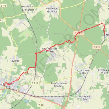 Trace GPS De Tournan en Brie a Mortcerf - rando vers la Marsange, itinéraire, parcours