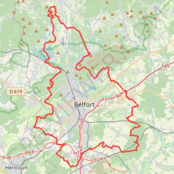 Trace GPS Randonnée des Forts à Belfort, itinéraire, parcours