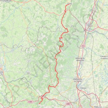 Trace GPS GR 76 >> Affoux-Cluny 114Km, itinéraire, parcours
