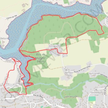 Trace GPS Bois de Kermeur - Le Bélon, itinéraire, parcours