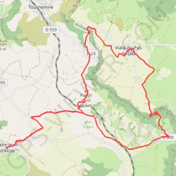 Trace GPS Viala-du-Pas-de-Jaux, Saint-Jean-d'Alcas et Saint-Paul-des-Fonts, itinéraire, parcours