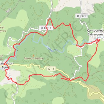 Trace GPS Haut-Languedoc-Agout-Cambon, itinéraire, parcours