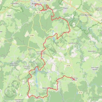Trace GPS Avallon / Quarré-les-Tombes, itinéraire, parcours