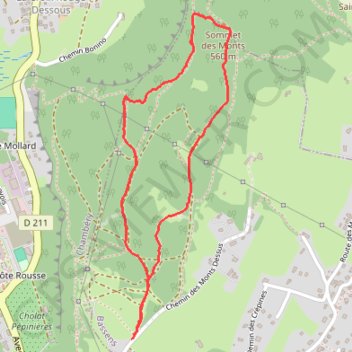 Trace GPS Chambéry - Boucle des Monts, itinéraire, parcours
