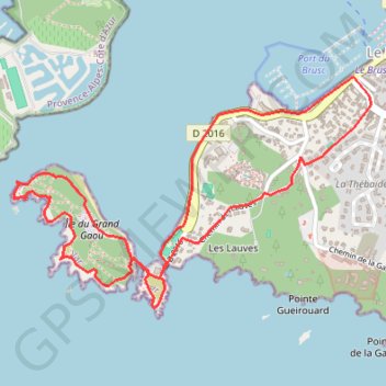 Trace GPS Le tour du Gaou au Brusc, itinéraire, parcours