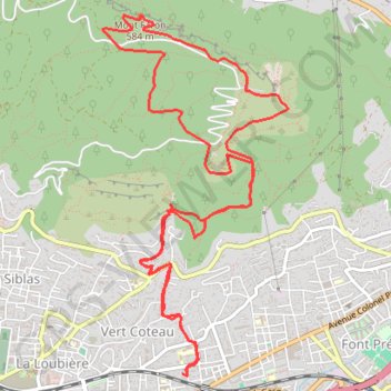 Trace GPS Montée du Faron, itinéraire, parcours