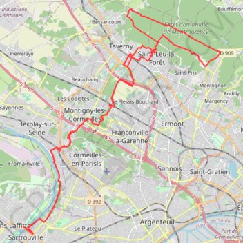 Trace GPS 55 km Foret de Montmorency avec Etang Godard, itinéraire, parcours