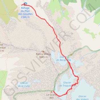 Trace GPS Le Grand Bec par le glacier de Troquairou, itinéraire, parcours