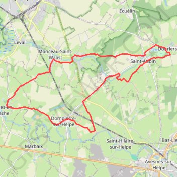 Trace GPS Moulins et Kiosque des deux Helpes - Dourlers (24km), itinéraire, parcours