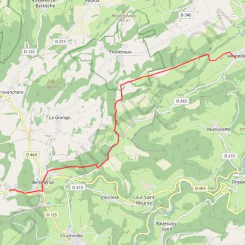 Trace GPS GRP 9 entre Ebey et Valoreille, itinéraire, parcours