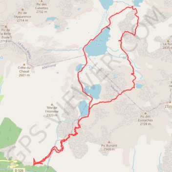 Trace GPS Lacs des 7 Laux, itinéraire, parcours