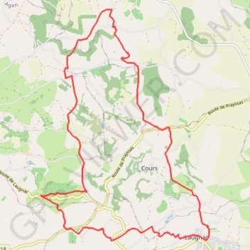 Trace GPS De Laugnac à Cours, un long circuit dans les Serres - Pays de la vallée du Lot, itinéraire, parcours