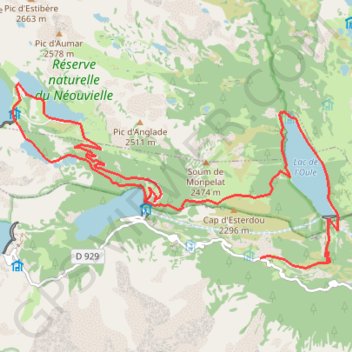 Trace GPS Col d'Estoudou - circuit des 5 lacs, itinéraire, parcours