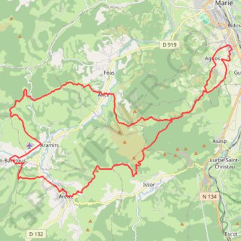 Trace GPS Ance Arette Etche50km970m, itinéraire, parcours