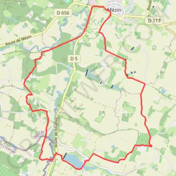 Trace GPS De Mézin à Villeneuve-de-Mézin, sur la route de Compostelle - Pays d'Albret, itinéraire, parcours