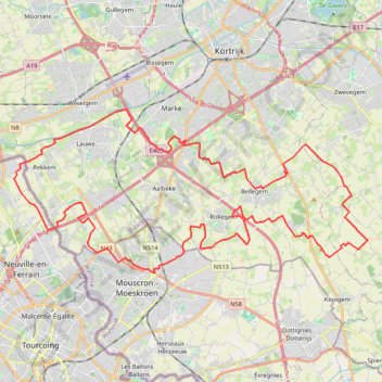 Trace GPS Bellegem - Mouscron, itinéraire, parcours