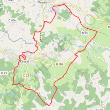 Trace GPS Cussac Sentier La Voie romaine, itinéraire, parcours