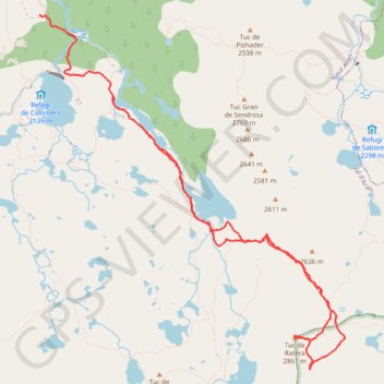 Trace GPS J2 Tuc de Ratera depuis Colomers (bivouac au Lac Long), itinéraire, parcours