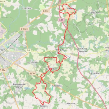 Trace GPS Au Cœur Des Landes, itinéraire, parcours