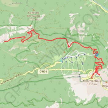 Trace GPS Ascension nord du mont Ventoux par le GR4, itinéraire, parcours
