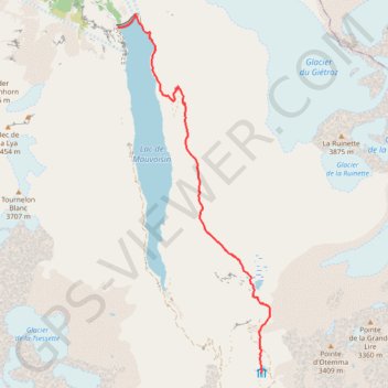 Trace GPS Barrage de Mauvoisin - Cabane Chanrion, itinéraire, parcours