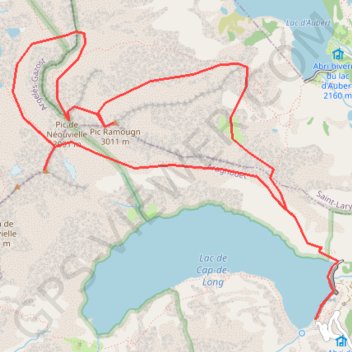 Trace GPS Ramougn, Néouvielle, Trois Conseillers depuis Cap de Long, itinéraire, parcours
