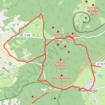 Trace GPS Col de Ceyssat Col de la Moréno, itinéraire, parcours