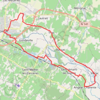 Trace GPS Boucle 23B - Jarnac, itinéraire, parcours