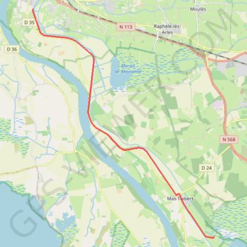 Trace GPS Du Pont Van Gogh aux Marais du Vigueirat - Arles, itinéraire, parcours
