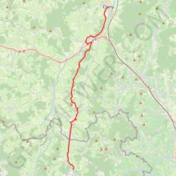 Trace GPS Cluny - Ouroux, itinéraire, parcours
